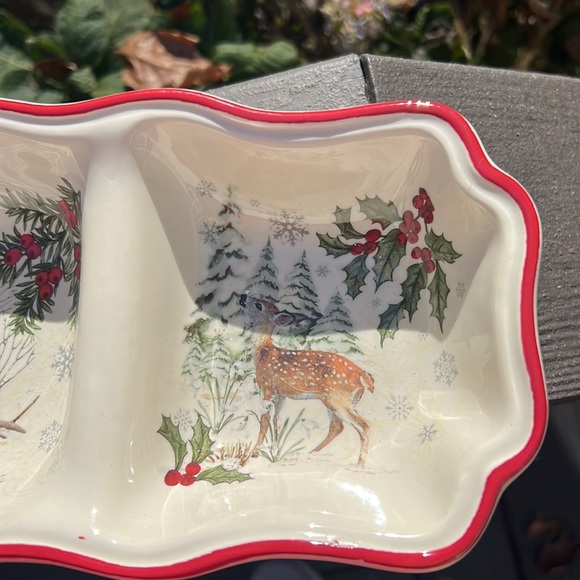 CHRISTMAS dish winter forest 3 section server - Picture 5 of 16